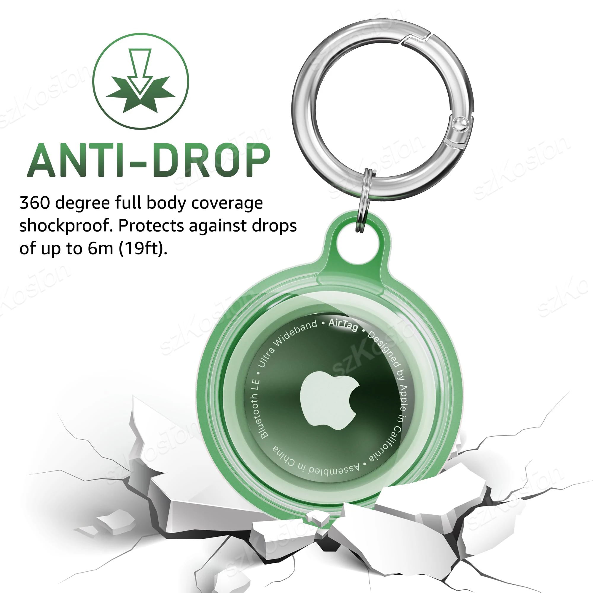 Paquete de 4 para soporte Airtag, funda protectora de silicona impermeable con llavero, cubierta protectora para etiqueta de aire, Collar de perro, llaves de equipaje - imagen 3