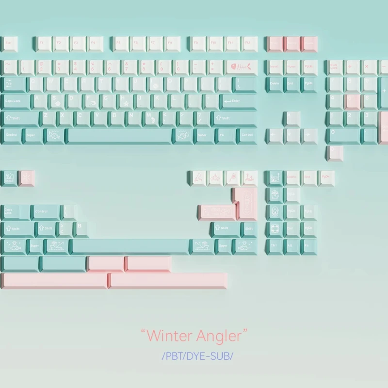 Juego de teclas con tema de pescador de invierno, perfil de cereza, sublimación PBT, teclas originales personalizadas hechas a mano para regalo de teclado mecánico - imagen 2