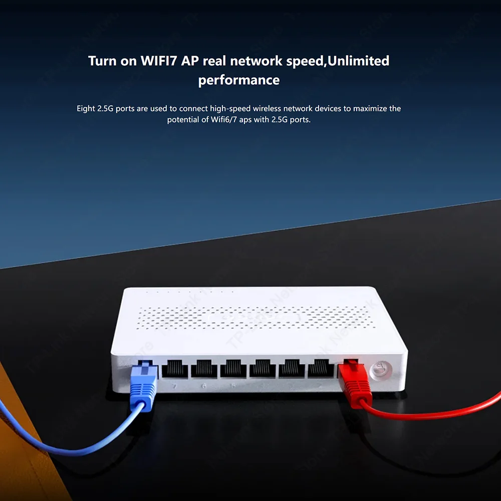 Tenda 2.5GbE Switch 2.5GBASE-T 8 puertos 2.5G RJ45 Conmutador de red Plug and Play Bancado en la pared de escritorio Gibabit Enternet Lan Hub - imagen 2