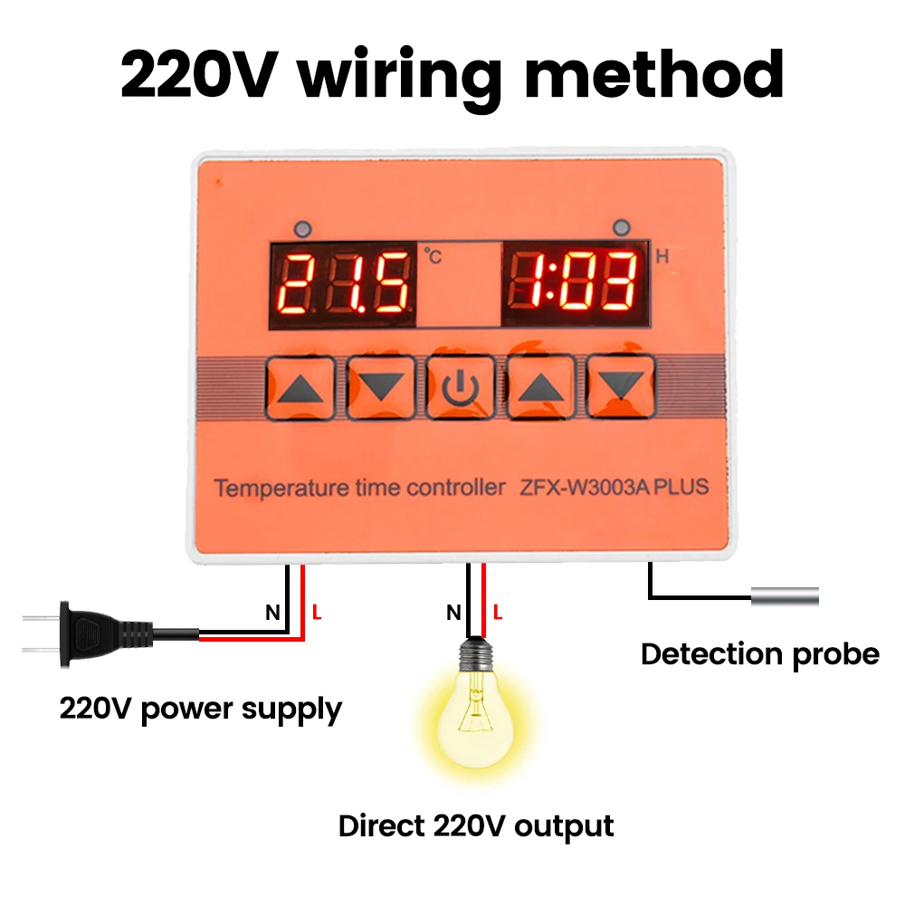 Nuevo termostato controlador de tiempo de temperatura W3003 10A 12V 24V 220V LED termorregulador de Control de microordenador Digital-160 ~ 999 ℃ - imagen 5