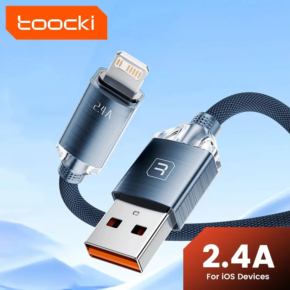 Toocki Cable USB para iPhone 14 13 12 Pro Max 2.4A Cable de carga rápida Cable de datos para iPhone 8 7 6 5 Plus AirPods
