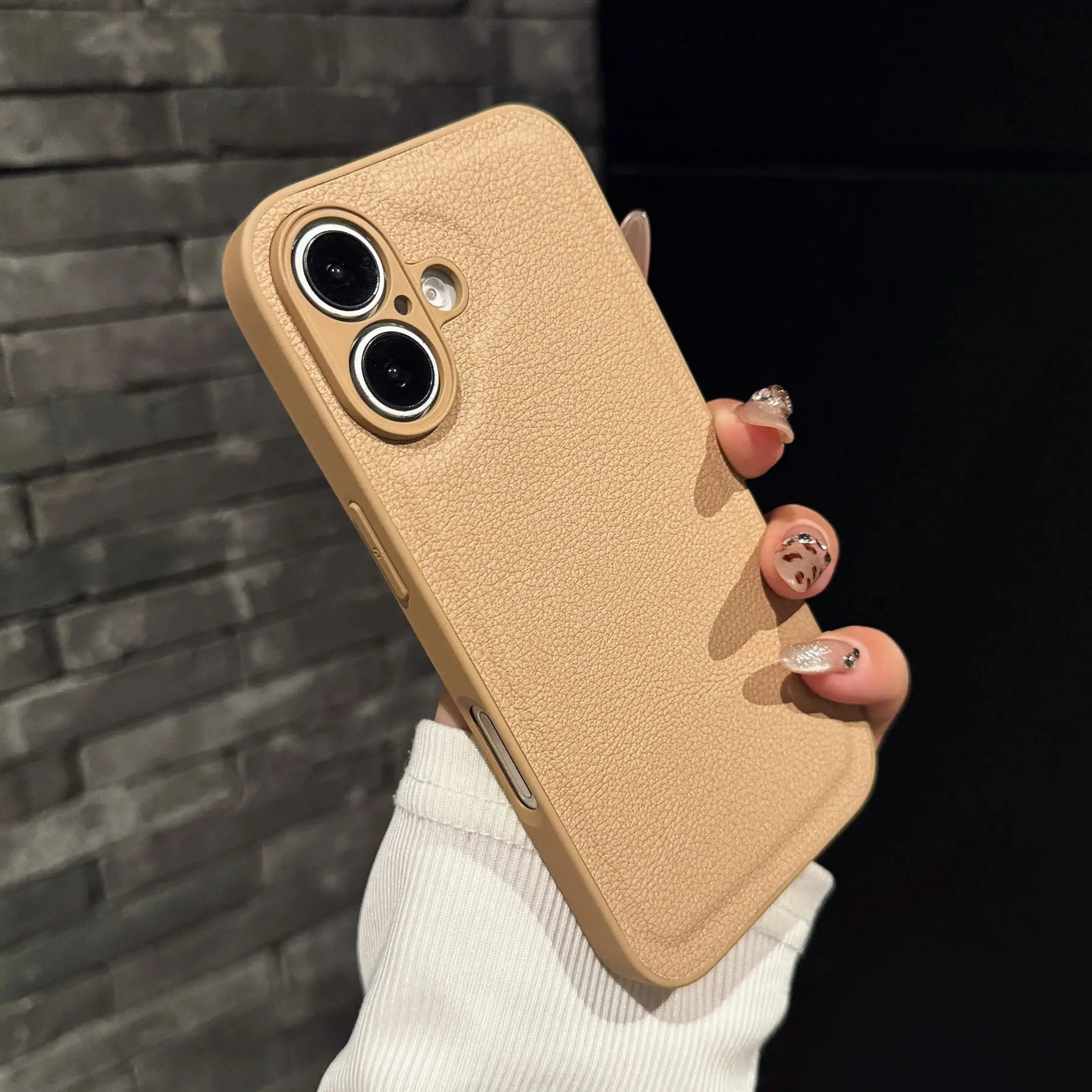 Funda a prueba de golpes con textura de cuero para iPhone 16 15 14 13 12 Mini 11 Pro XS Max X XR 7 8 Plus SE, funda de silicona mate lisa - imagen 5
