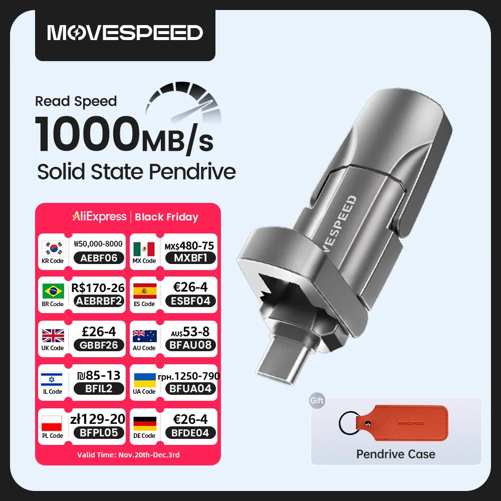 MOVESPEED 1000 MB/s unidad de bolígrafo de estado sólido USB3.2 Gen 2 tipo C unidad Flash 1TB 512GB 256GB 128GB Pendrive para PC Smartphone Tablet - imagen 2