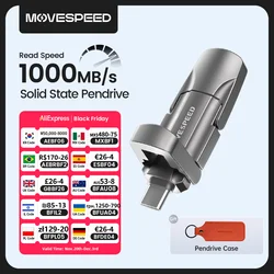 MOVESPEED Pendrive SSD USB-C de 1000 MB/s para PC y móvil