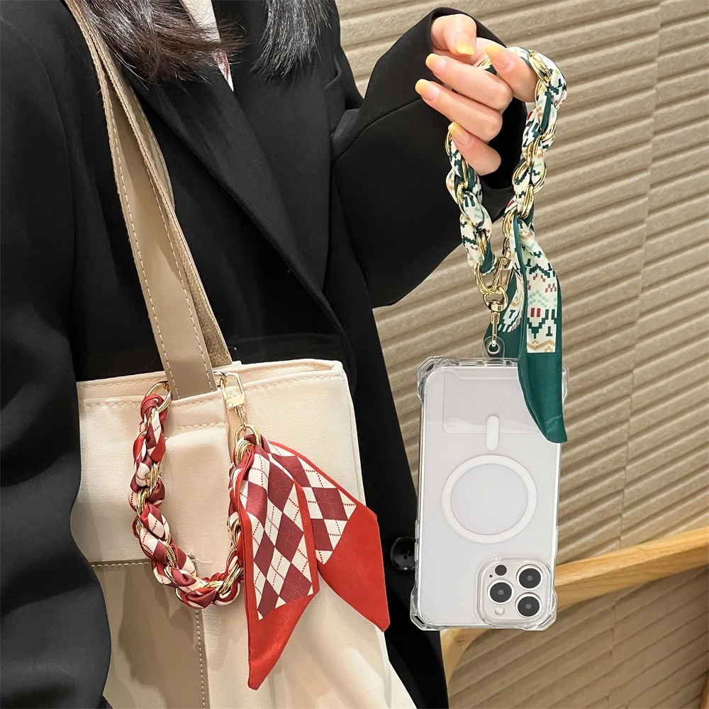 Bufanda de seda tejida creativa, bolso con correa, correa para mochila, bolso corto de moda, cadena, bolso colgante versátil, bolso de hombro a la moda - imagen 3