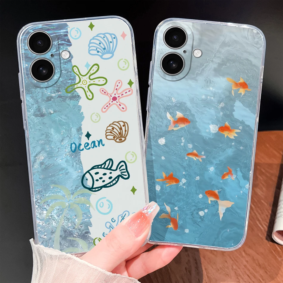 Funda para iPhone 17 Pro Max Air Creative Ocean Fish contraportada para iPhone X XR XS Max transparente suave TPU fundas de teléfono de silicona