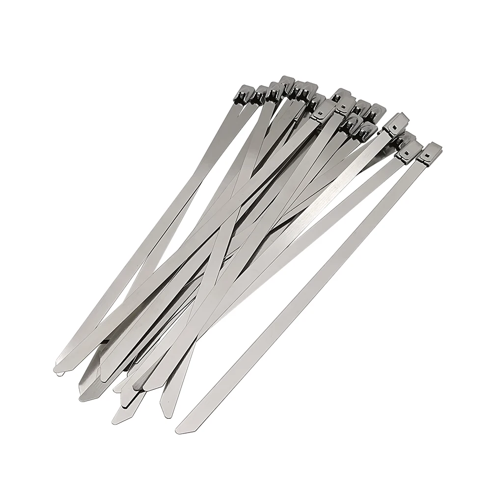 Bridas de acero inoxidable autoblocantes, envoltura de escape de Metal multiusos, 4,6mm, 100-400mm, 10/20 unidades - imagen 2