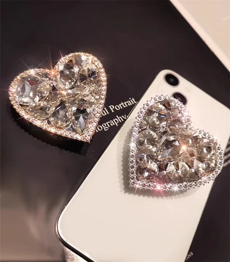 Anillo de dedo plegable con forma de corazón de diamante 3D, soporte para teléfono Griptok para IPhone 16, soporte de bolsillo Tok - imagen 4