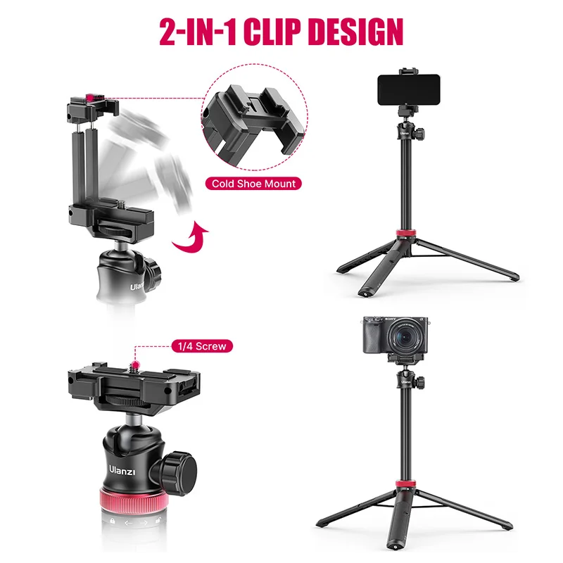 Ulanzi MT-44 trípode extensible para transmisión de vivo Vlog con soporte de montaje para teléfono 42 pulgadas para cámara DSlR SLR GoproSmartphone - imagen 3