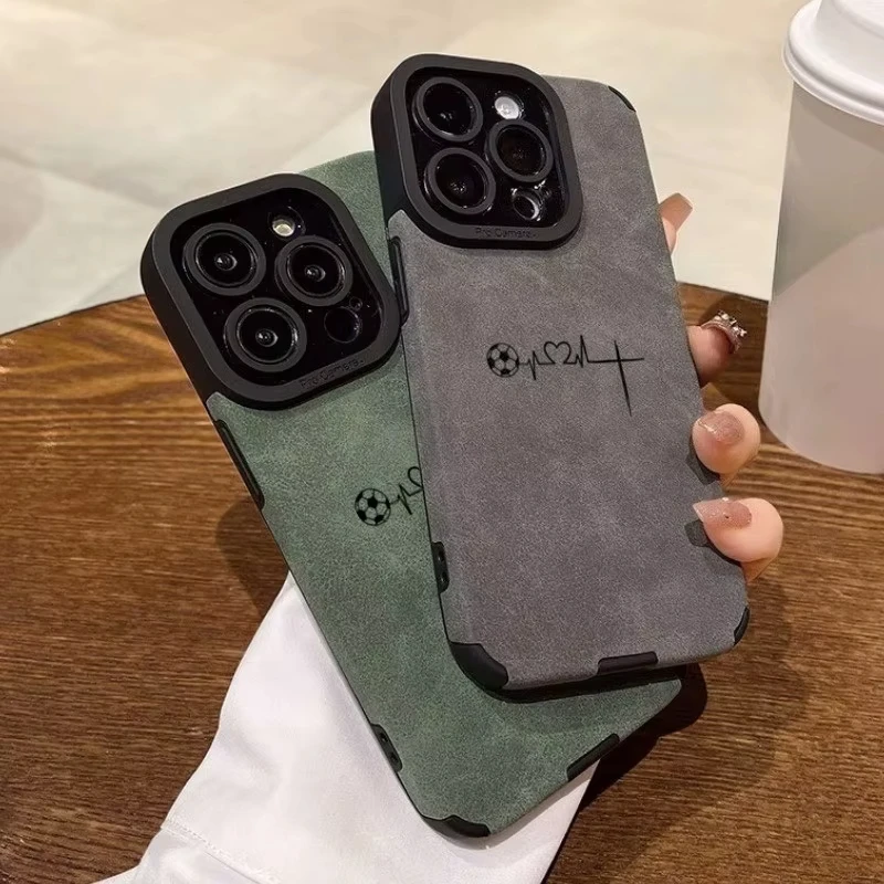 Funda de teléfono con patrón de línea de fútbol para iPhone 11, 12, 13, 14, 15, 16, 17 Pro Max Plus 17 Air XR X XS Max, cubierta de parachoques a prueba de golpes - imagen 2