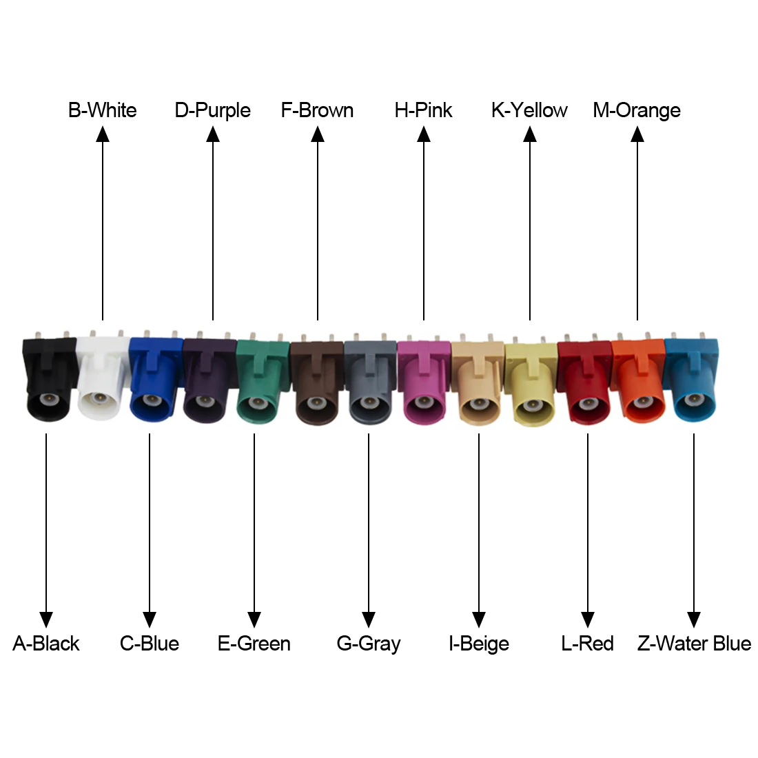Conectores coaxiales RF Fakra macho A/B/C/D/E/F/G/H/I/K/M/L/Z, montaje recto en PCB, venta al por mayor, 1 ud. - imagen 3