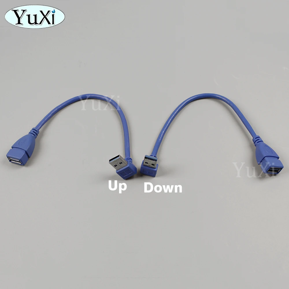 Adaptador de Cable de extensión en ángulo para PC Laotop, USB 3,0, hembra a macho, derecha, izquierda, abajo, arriba, azul, 90, 1 unidad - imagen 3
