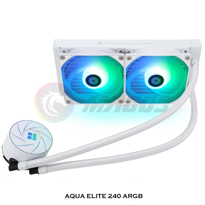 Tlright-enfriador de agua blanco, ventilador ARhermaGB de 120mm, AQUA ELITE 240 AIO CPU, refrigeración líquida integrada, refrigerado por agua, LGA1700 115X AMD - imagen 4