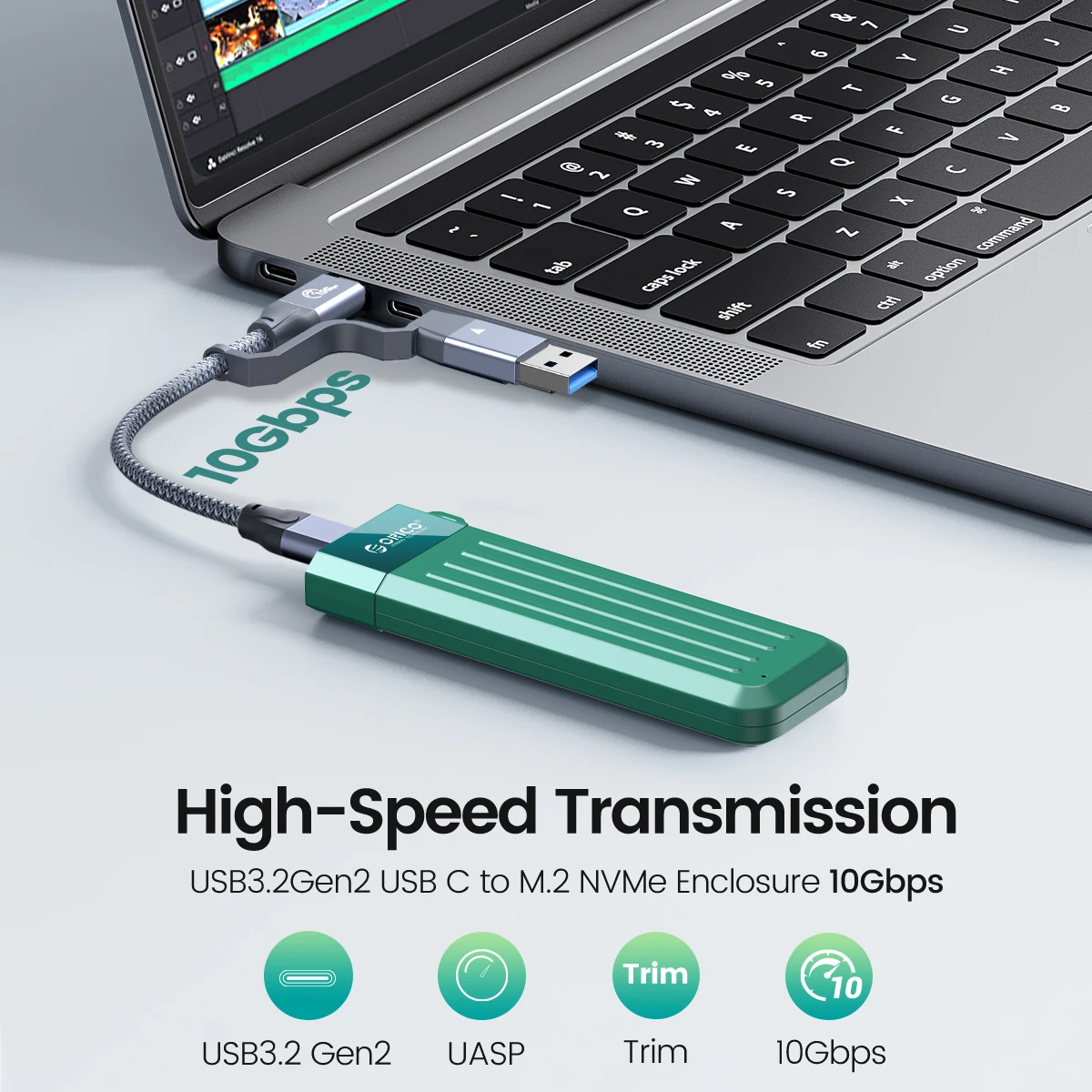 ORICO Carcasa SSD M.2 NVMe USB‑C – Alta Velocidad y Compatibilidad