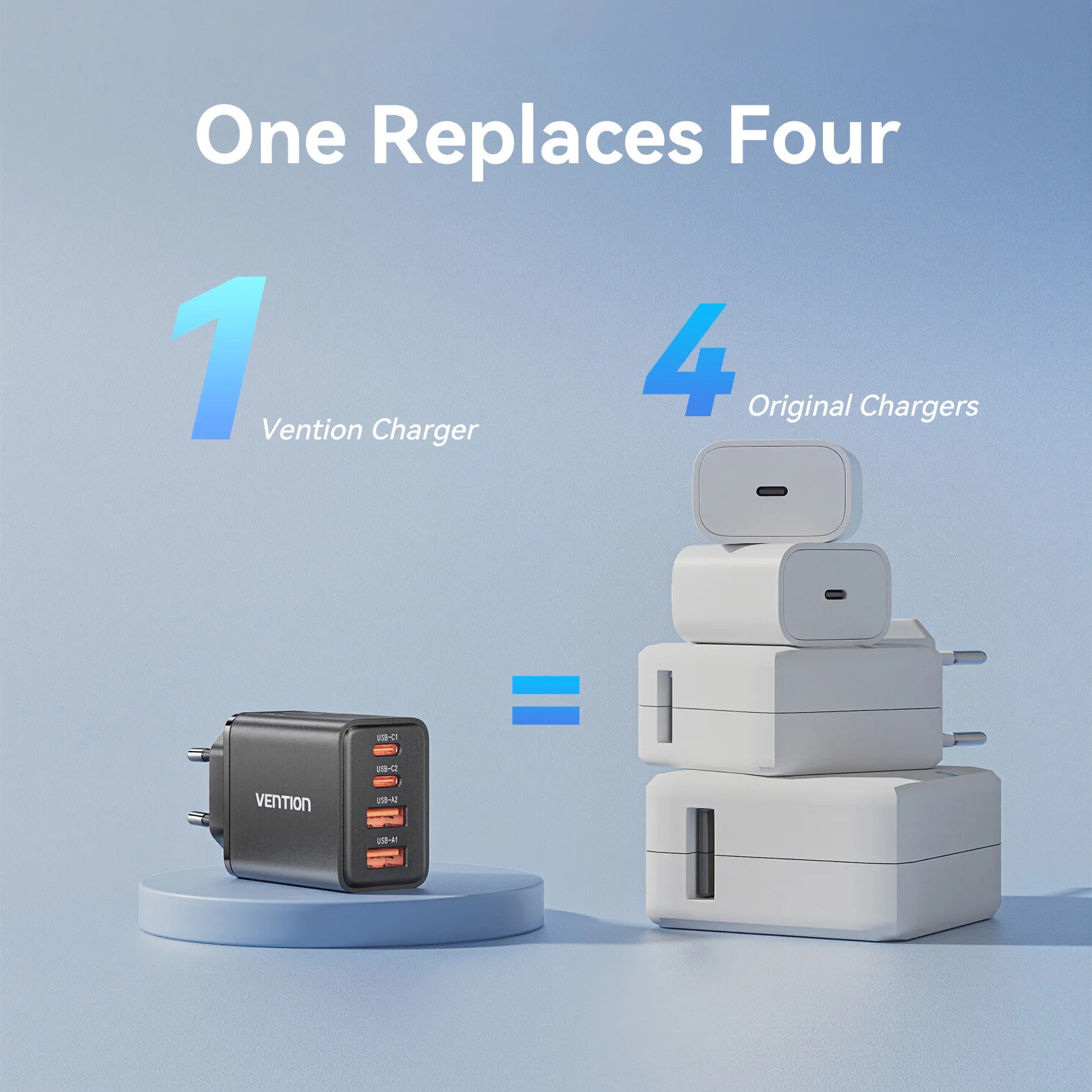 Cargador Vention GaN 30W USB tipo C PD QC 3,0 para iPhone 16 15 14 Pro Xiaomi Tablet puerto dual 50W MAX cargador rápido para teléfono - imagen 5