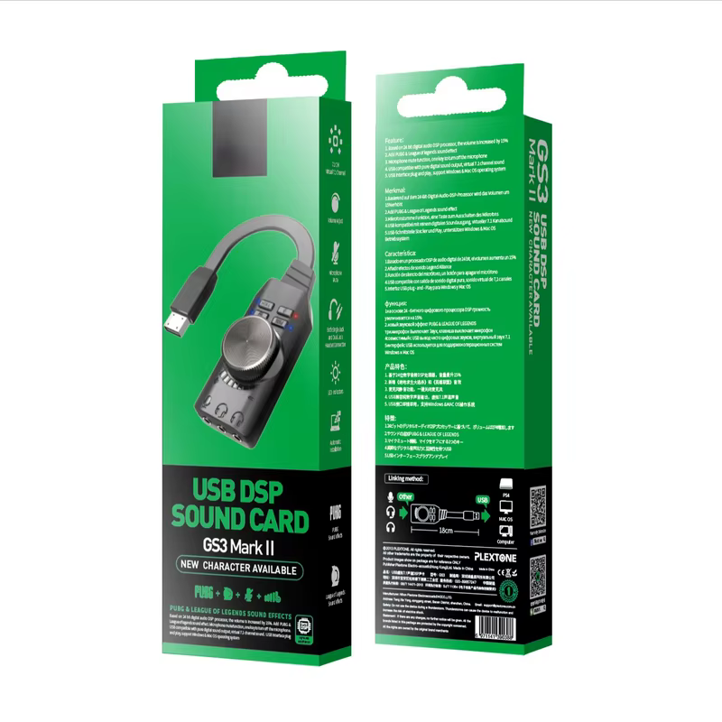 Tarjeta de sonido de juego de ordenador USB externa de 7,1 canales para PUBG Gaming, tarjeta de Audio externa de 3,5mm, adaptador USB Plug and Play para PC y portátil - imagen 5