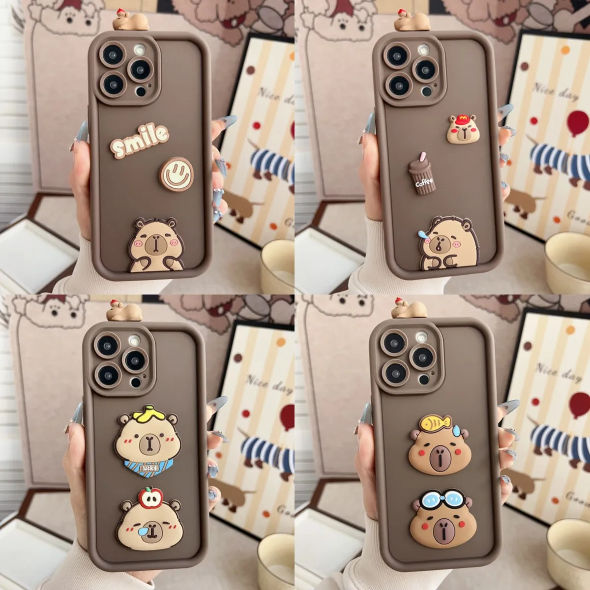 Para Samsung Galaxy A01 A02 A03 A10 A11 A12 A13 A20 A30 A21 A22 A23 A31 A32 A33 Capibala Multistep funda con cabeza de muñeca - imagen 2