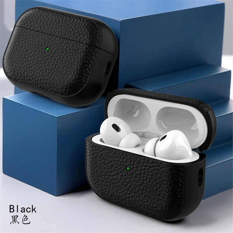 Funda con textura de cuero para Apple Airpods 1, 2, 3, 4 Pro Air Pods, funda protectora para auriculares Bluetooth sin arrugas, bolsa para auriculares antipérdida - imagen 4
