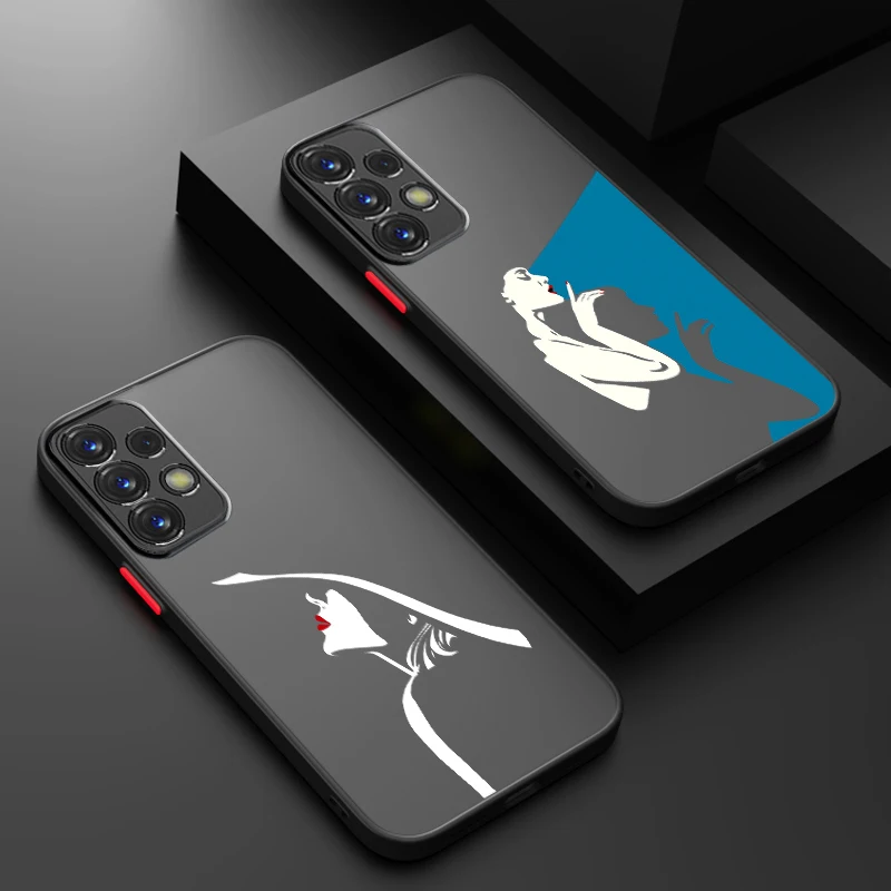 Funda translúcida esmerilada de tacón alto para mujer, carcasa de teléfono para Samsung A53, A52, A33, A32, A51, A71, A21S, A13, A73, A50, A22, A12, 5G - imagen 2