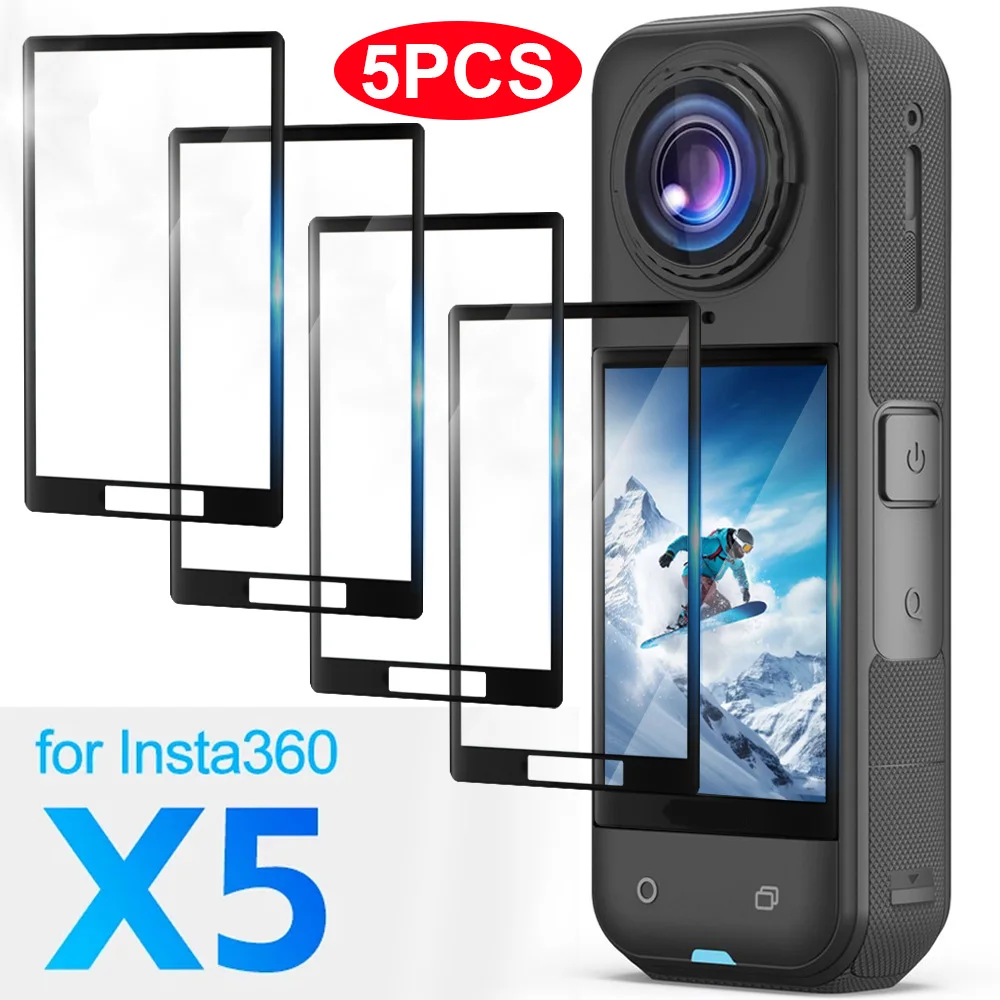 Protectores de pantalla para cámara de acción Insta360 X5, película protectora curvada 3D de vidrio templado antiarañazos, 1-5 uds.