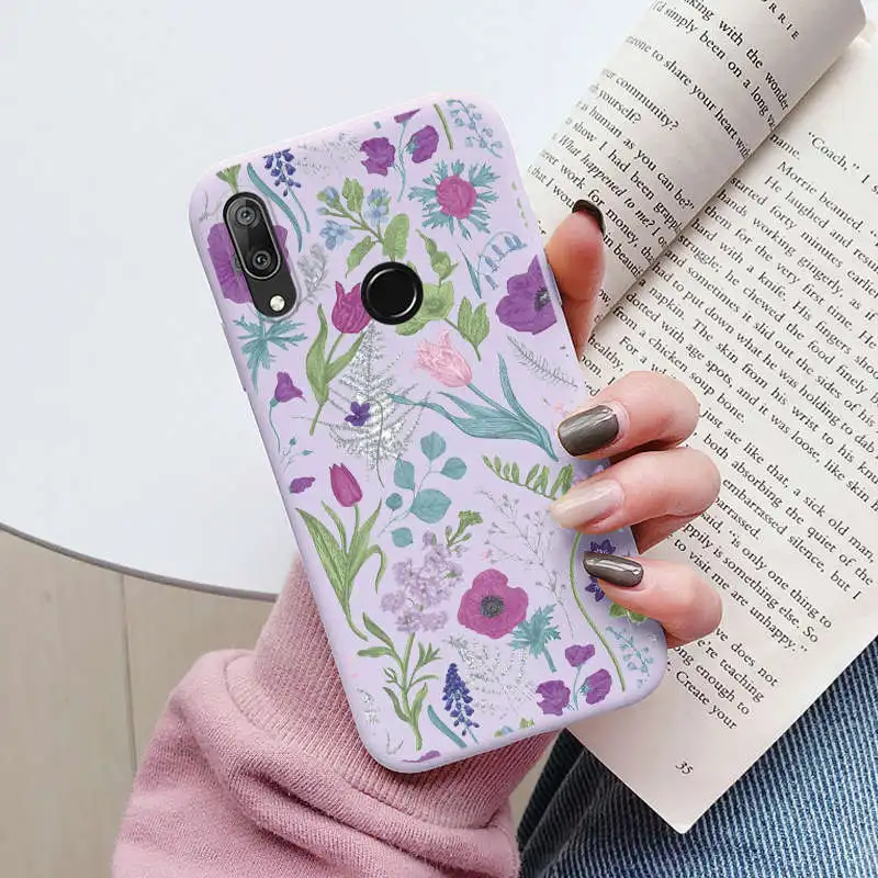 Case For Huawei Y7 Prime 2019 Y7 Pro Y9 Prime 2019 P Smart Z Honor 9X with hole Phone Cover Oil Painted Flower Fundas Soft TPU - imagen 5
