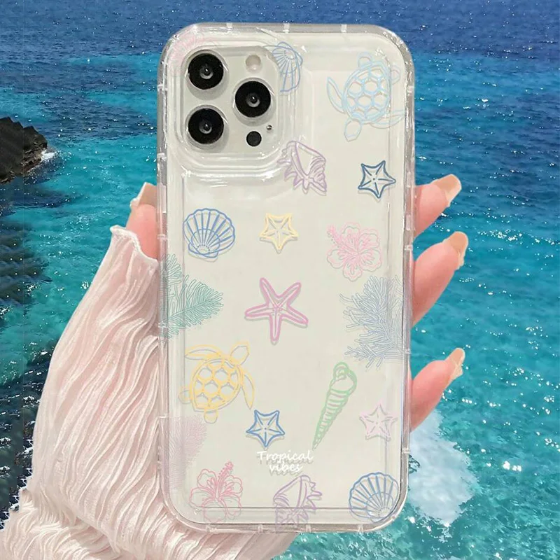Funda de teléfono de silicona suave transparente con estampado de tortuga y concha de océano para Xiaomi 13 12 11 Lite 5G 14 13T 12T Pro Poco X6 F5 X3 Pro - imagen 5