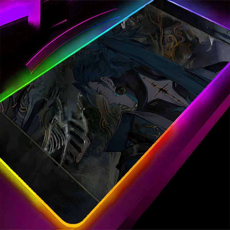 Alfombrilla de ratón LED RGB, alfombrilla para teclado de ordenador portátil, alfombrilla antideslizante para juegos de Anime, accesorios para PC, alfombrilla de ratón Jiyan W-wuthering Waves, alfombrilla de goma para escritorio - imagen 5