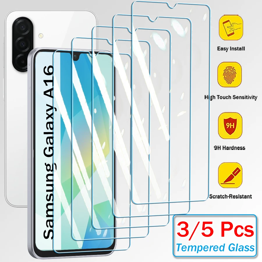3/5 piezas de vidrio templado para Samsung Galaxy A16 protectores de pantalla película protectora de vidrio