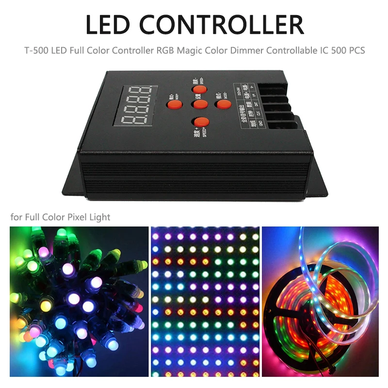 Controlador LED T-500 a todo Color, Control IC de 5 teclas, cantidad de 512 piezas, para WS2811/2812/1903 5050, tira de LED RGB Magic Dream Color - imagen 3