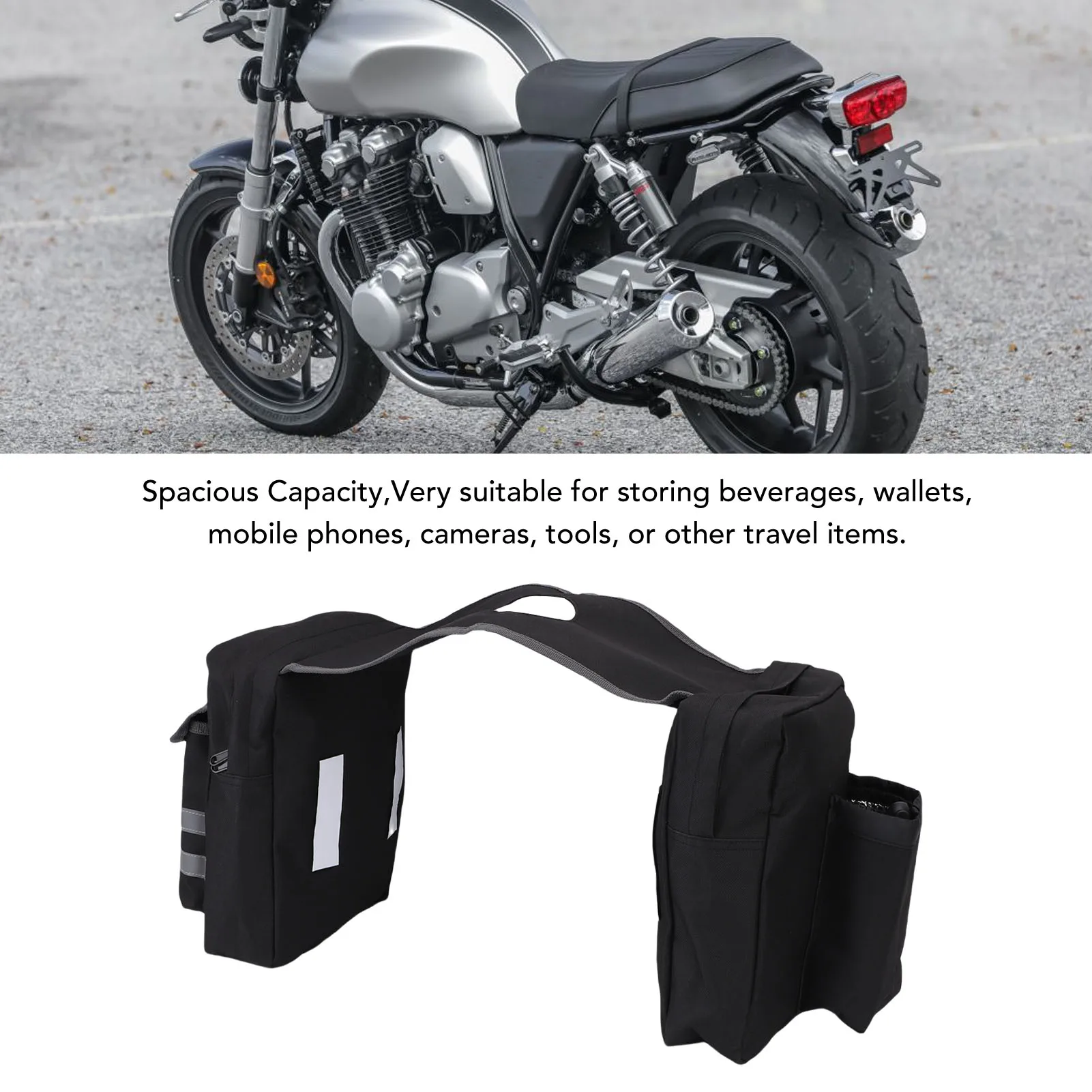 Bolsa de sillín ATV de tela Oxford 600D, bolsa de sillín de almacenamiento multifuncional de gran capacidad para motocicleta, bolsa de sillín de almacenamiento para motocicleta - imagen 3