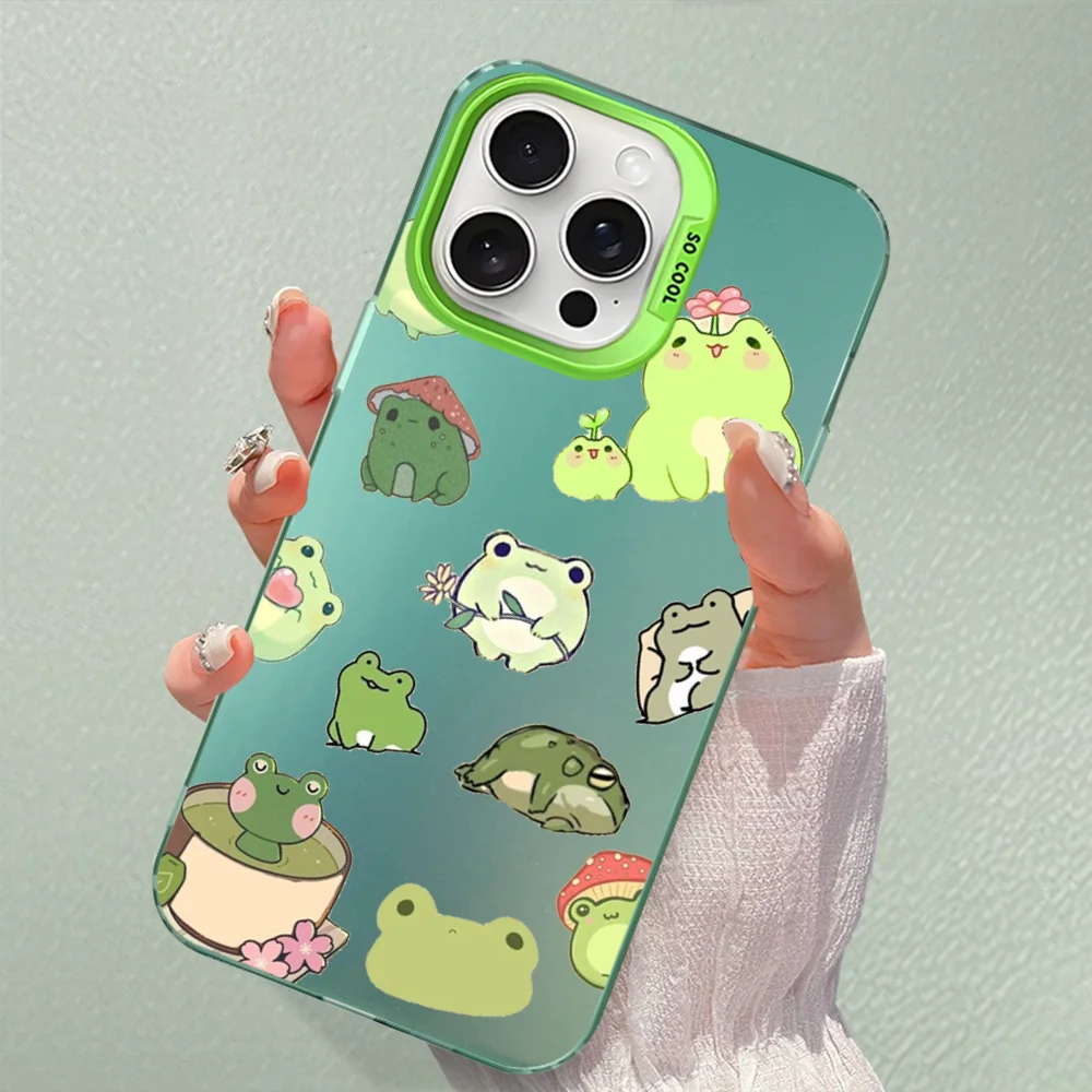 Funda de teléfono con dibujo de rana para iPhone 16 15 14 13 12 11 Pro Max X XR XSMAX 8 7 Plus, funda trasera mate a prueba de golpes - imagen 5