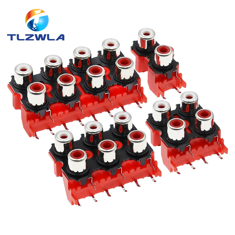 2 uds nuevo 2P 4P 6P 8P RCA hembra Audio Video enchufe AV conector AV2-8.4-13 piezas PCB rojas