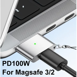 Conector adaptador de cargador magnético PD100W 20V 5A USB tipo C a Magsafe 3/2 para Mac book lapgop Macbook Air/Pro M1/M2/M3/M4