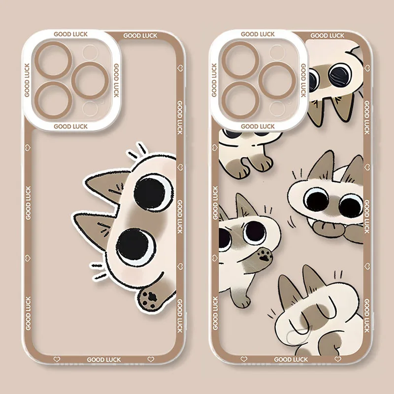 Funda de silicona suave de gato siamés para Samsung Galaxy S24 Ultra S23 S22 S21 Plus S20 FE S10 Note 20 10 Pro A14 A34 A54 - imagen 3