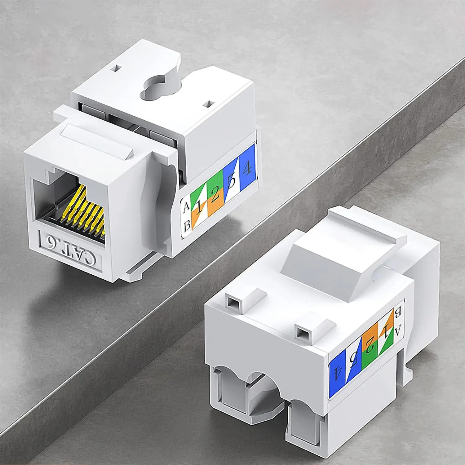 ZoeRax 10 Uds Cat6 Keystone Jack, conector perforador Ethernet, adaptador de pared acoplador de módulo de 90 grados, Compatible con Cat5/5e/6 - imagen 2