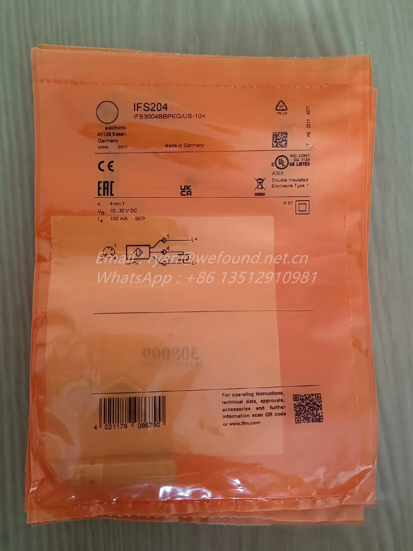 IFS204 para sensor inductivo IFM, IFB3004BBPKG/US-104 - imagen 2