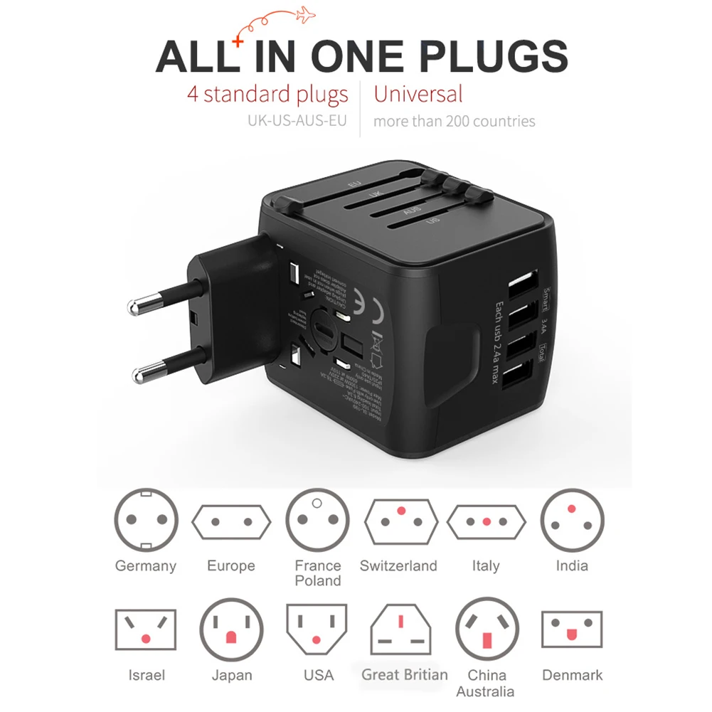 Adaptador de corriente de CA de pared de 4 puertos, 5V CC, USB A, adaptador de corriente de pared Universal, consola de juegos multifuncional para teléfono móvil para Switch iPad - imagen 4