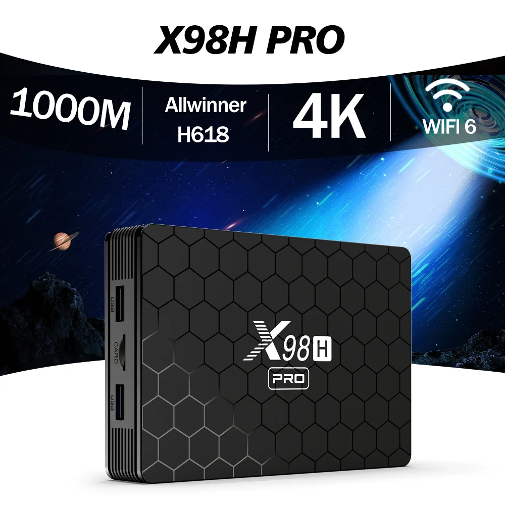 Wifi6 X98H PRO TV Box Android12 Allwinner H618 2G 16G 4GB 32/64GB 1000M LAN BT5.0 2,4G 5G Wifi HD en reproductor multimedia decodificador - imagen 3