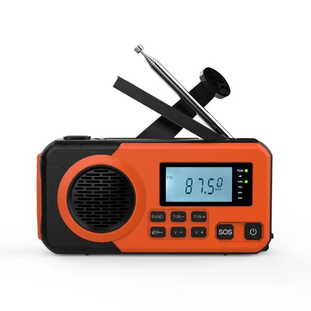 Radio portátil de energía Solar con manivela de 5000mAh, Radio meteorológica AM/FM/SW con alarma SOS, linterna, Powerbank, Radio de emergencia para exteriores - imagen 2