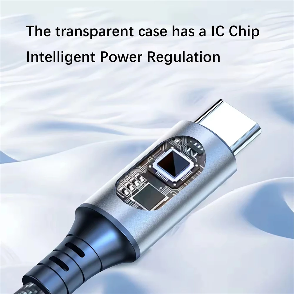 NNBILI 120W PD Cable de datos de carga rápida de aleación de aluminio Cable de carga rápida Universal USB a tipo C Cables de datos de pantalla Digital LED - imagen 4