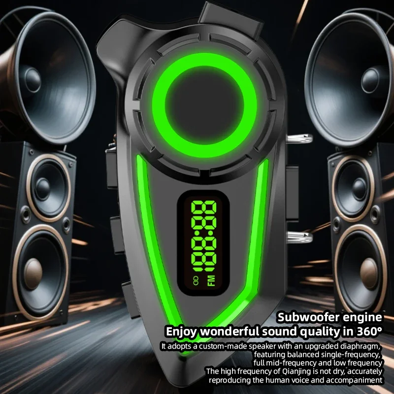 Auriculares estéreo para casco de motocicleta, Bluetooth 6,0, llamadas manos libres, IP65, resistentes al agua, con Radio FM, luz ambiental tricolor - imagen 4