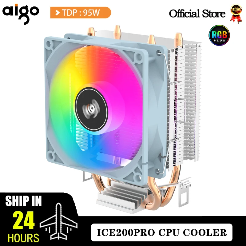 GO-enfriador de CPU de aire ICE200PRO, 2 tubos de calor, radiador de refrigeración de 3 pines PWM, Ventilador silencioso para Intel 115X 1200 1700 AM4 AM5 AMD - imagen 2