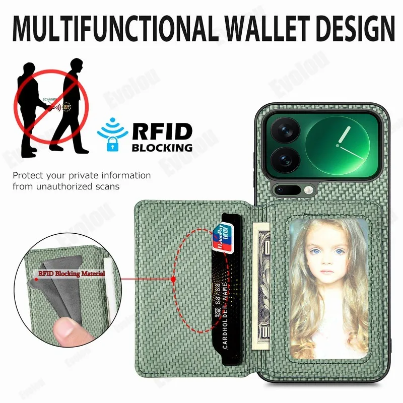 Fundas para Xiaomi 17 Pro Max, funda de teléfono de cuero con tapa de fibra de carbono para Xiaomi Mi 17Pro Max, funda magnética con soporte para tarjetas y billetera