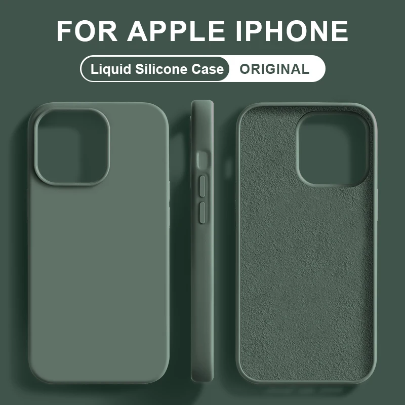 Funda de silicona líquida Original para Apple iPhone 14 13 11 12 Pro Max 14 Plus 13 Mini, funda protectora a prueba de golpes, accesorios para teléfono