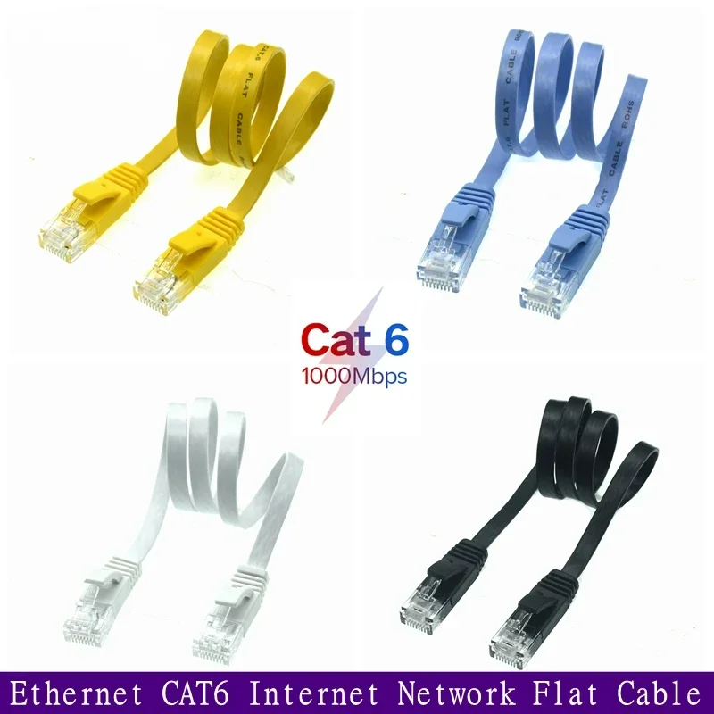 0,2 m 0,5 1m 2M 3m 5m 10m 15m 20m 30m cable CAT6 plano UTP de red Ethernet RJ45 parche LAN negro blanco - imagen 3