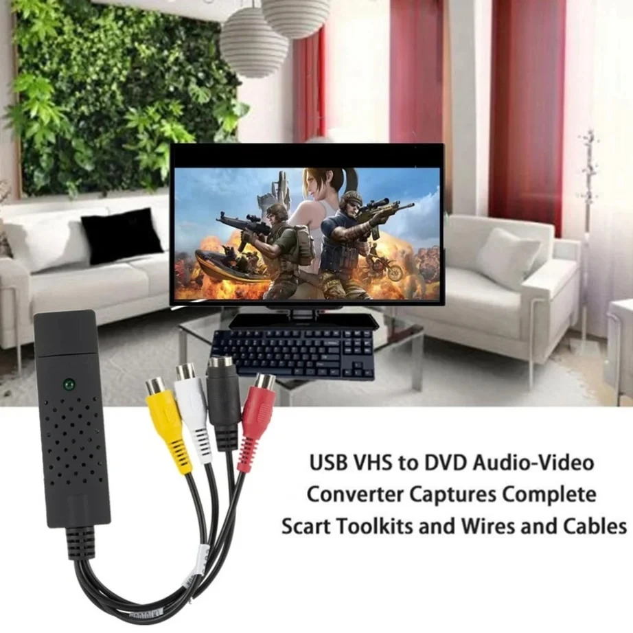 Adaptador de tarjeta de captura de Audio y vídeo USB con cable USB, convertidor de captura de vídeo USB 2,0 a RCA para TV, DVD, dispositivo de captura VHS - imagen 3