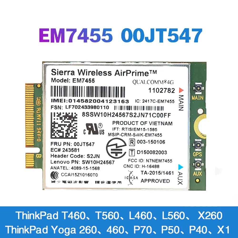 Sierra EM7455 FRU 00JT547 M.2 LTE CAT6 módulo 4G tarjeta WWAN para Thinkpad T460 T560 L460 L560 X260 Yoga 260 460 P70 P50 P40 portátil - imagen 2