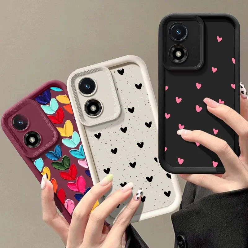 Funda de teléfono con forma de corazón de amor pequeño para Motorola Moto Edge 40 Neo 50 Pro 50 Fusion 5G G84 G14 G32 G35 G52 G30 G60S G53 G22 E13 E14