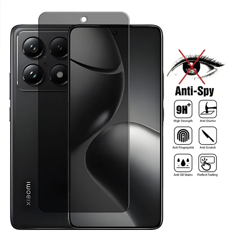 Para Xiaomi 14T Pro vidrio para Xiaomi 14T 14 T Pro vidrio templado Anti Peep Protector de pantalla de privacidad para Xiaomi 14T película de lente - imagen 2