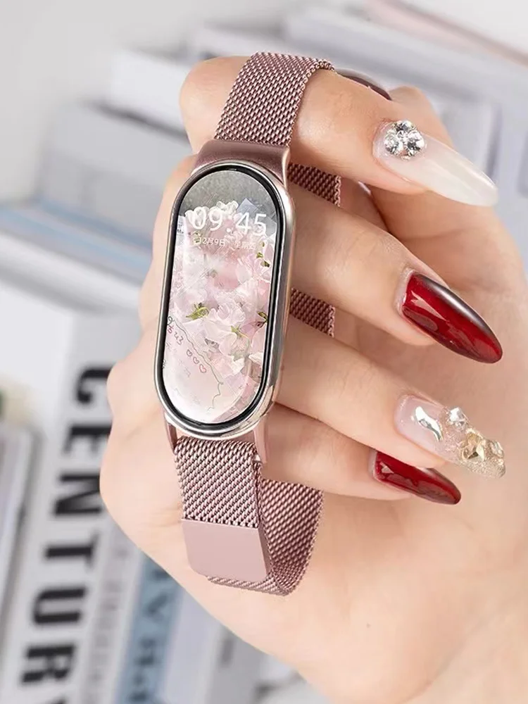 Bucle milanés oficial para Xiaomi smart Band 8-9-10-NFC Correa reloj inteligente pulsera de repuesto Correa Mi band 8 9 10 Accesorios